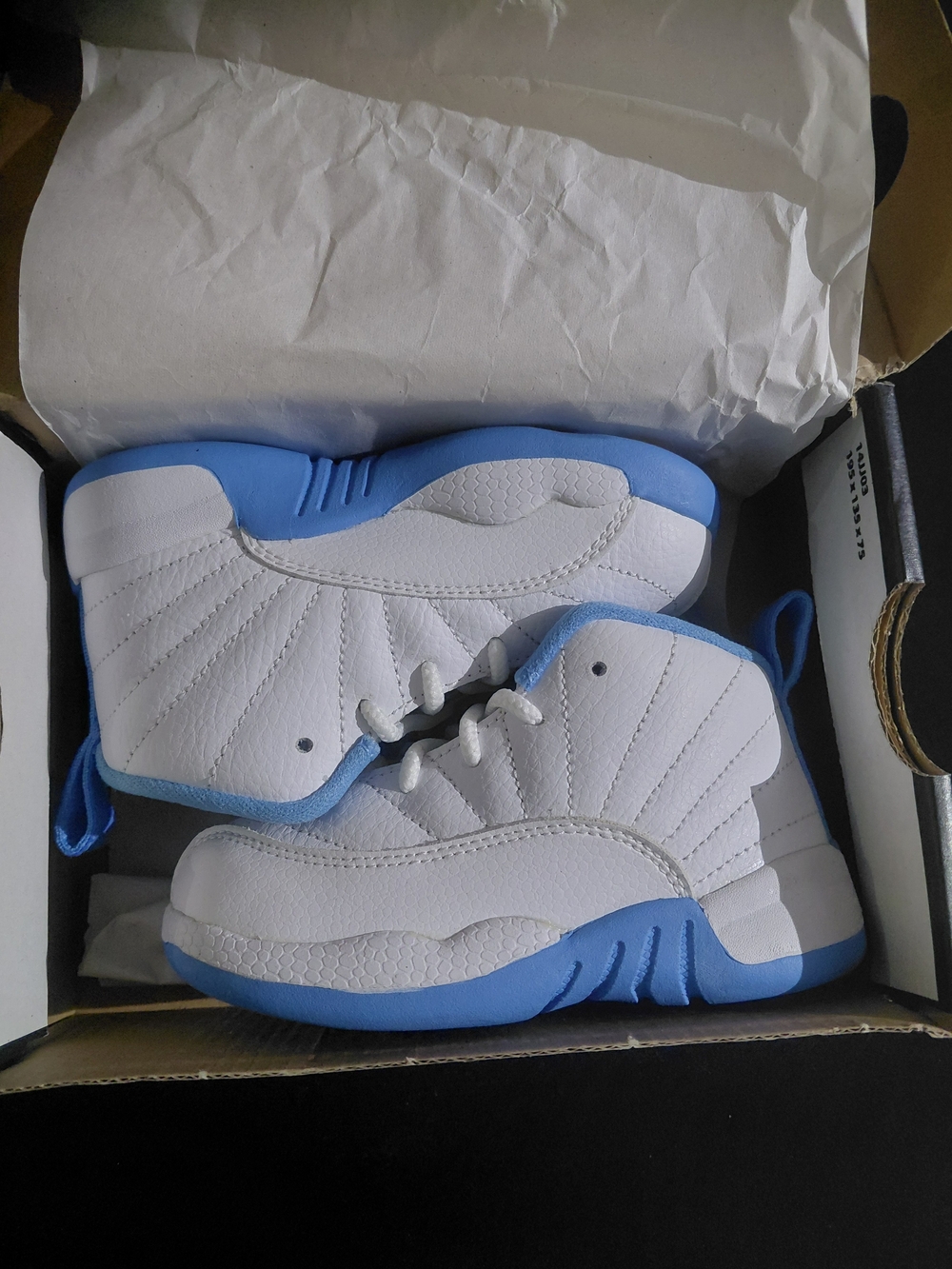 Jordan Kids White and Light Blue High-Top Sneakers - Authentic